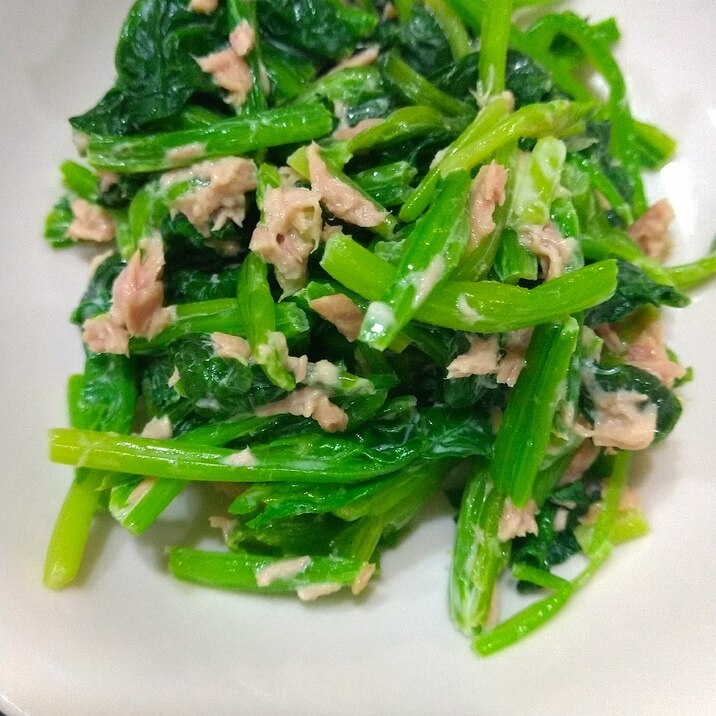 ほうれん草とツナのだし醤油+マヨ和え